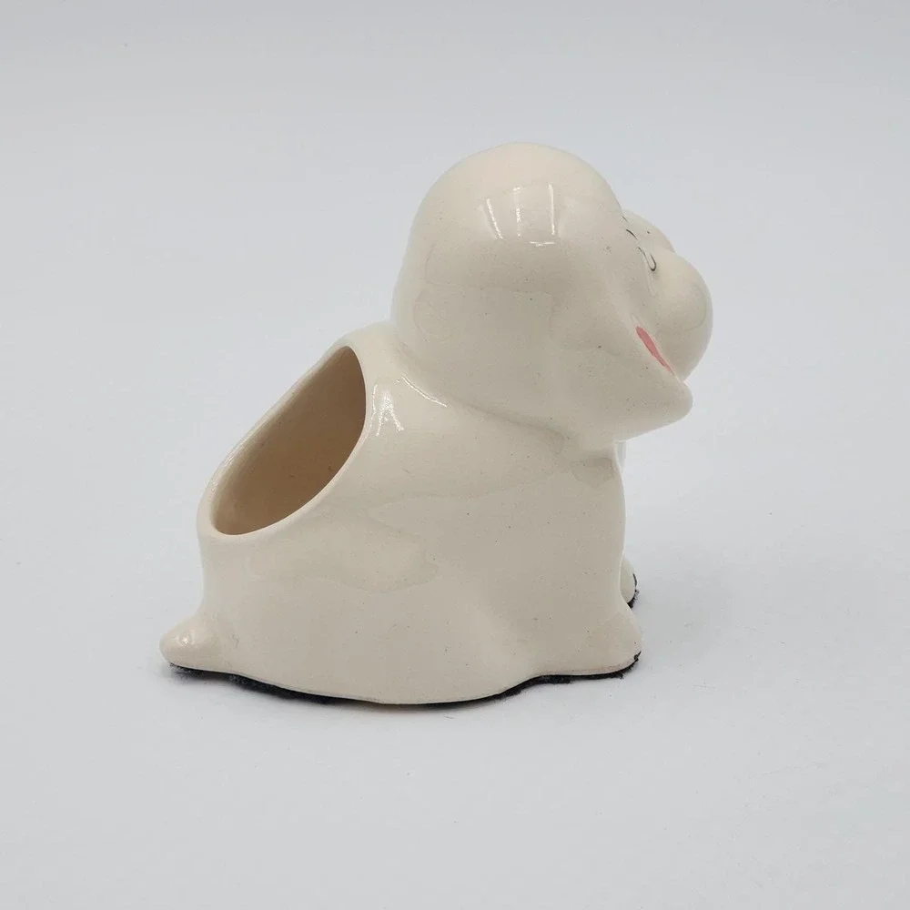 Block California Pottery Puppy Dog Open Eyes Planter Cotton Ball Dispenser 1940s
